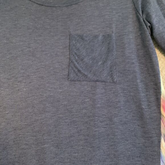 Soft Surroundings Small Blue Hi Low Pocket Tee Tunic with Watercolor Back Panel - Picture 3 of 7